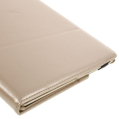 Apple iPad Pro 12.9" atverčiamas, sukamas 360 laipsnių, auksinis odinis dėklas - stovas / Priedai.lt