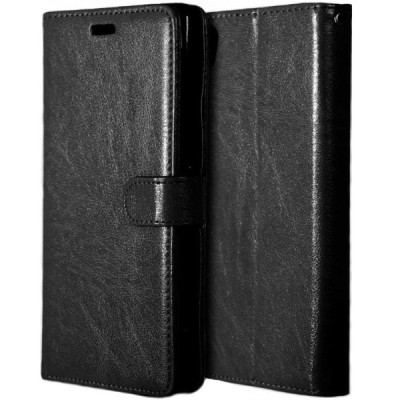 Sony Xperia XA Ultra (F3212, F3216) atverčiamas juodas odinis dėklas - piniginė / Priedai.lt