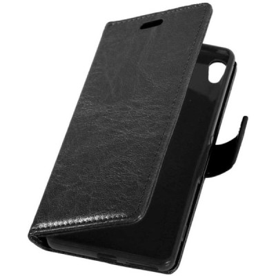 Sony Xperia XA Ultra (F3212, F3216) atverčiamas juodas odinis dėklas - piniginė / Priedai.lt