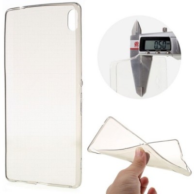 Sony Xperia XA Ultra (F3212, F3216) skaidrus (permatomas) kieto silikono TPU ploniausias pasaulyje pilkas dėklas / Priedai.lt