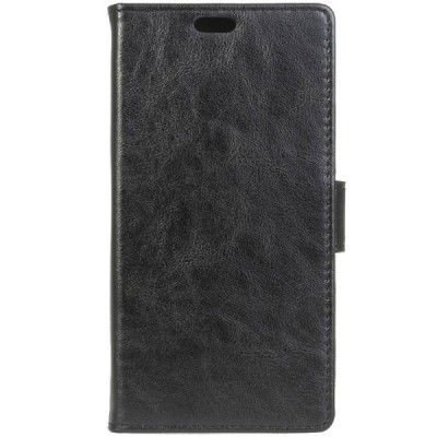 Huawei Y6 II (Huawei Y6 2) atverčiamas juodas odinis dėklas - piniginė / Priedai.lt