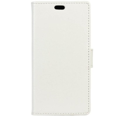 Huawei Y6 II (Huawei Y6 2) atverčiamas baltas odinis dėklas - piniginė / Priedai.lt