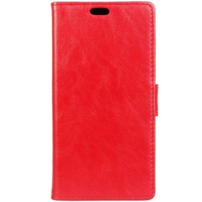 Huawei Y6 II (Huawei Y6 2) atverčiamas raudonas odinis dėklas - piniginė / Priedai.lt