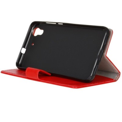 Huawei Y6 II (Huawei Y6 2) atvēramais ādas sarkans maciņš (maks) / Vacins.lv