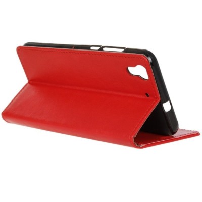 Huawei Y6 II (Huawei Y6 2) atvēramais ādas sarkans maciņš (maks) / Vacins.lv