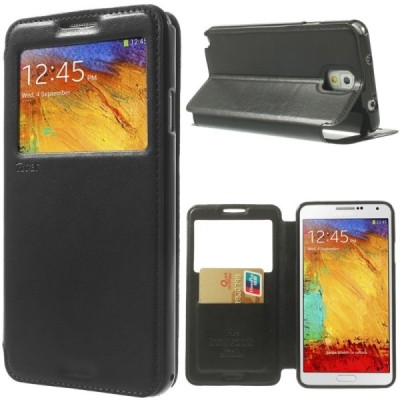 Roar Noble atverčiamas Samsung Galaxy Note 3 (N9005, N9002, N9000) juodas odinis dėklas / Priedai.lt