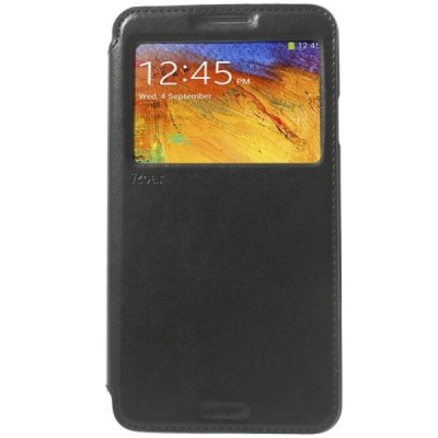 Samsung Galaxy Note 3 (N9005, N9002, N9000) Roar Noble ādas atvēramais melns futrālis / Vacins.lv