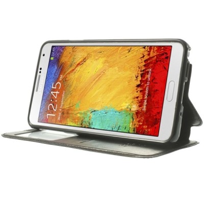 Samsung Galaxy Note 3 (N9005, N9002, N9000) Roar Noble ādas atvēramais melns futrālis / Vacins.lv