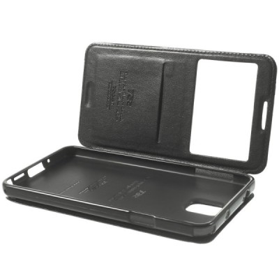 Samsung Galaxy Note 3 (N9005, N9002, N9000) Roar Noble ādas atvēramais melns futrālis / Vacins.lv