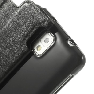 Samsung Galaxy Note 3 (N9005, N9002, N9000) Roar Noble ādas atvēramais melns futrālis / Vacins.lv