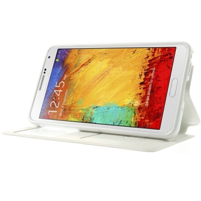 Roar Noble atverčiamas Samsung Galaxy Note 3 (N9005, N9002, N9000) baltas odinis dėklas / Priedai.lt