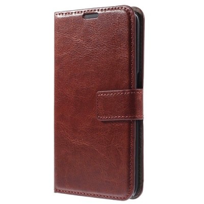 Huawei P9 Plus (Huawei Ascend P9 Plus) atverčiamas rudas odinis dėklas - piniginė / Priedai.lt