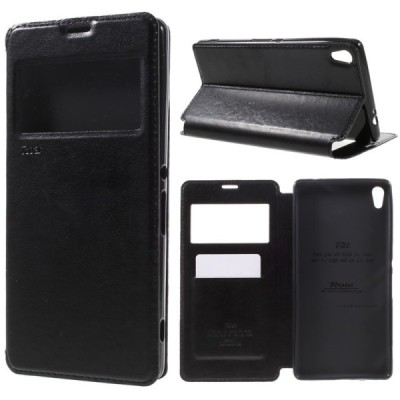 Sony Xperia XA Ultra (F3212, F3216) Roar Noble ādas atvēramais melns futrālis / Vacins.lv