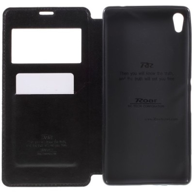 Roar Noble atverčiamas Sony Xperia XA Ultra (F3212, F3216) juodas odinis dėklas / Priedai.lt