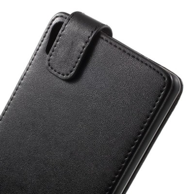 Sony Xperia XA Ultra (F3212, F3216) ādas vertikāli atvēramais melns futrālis / Vacins.lv