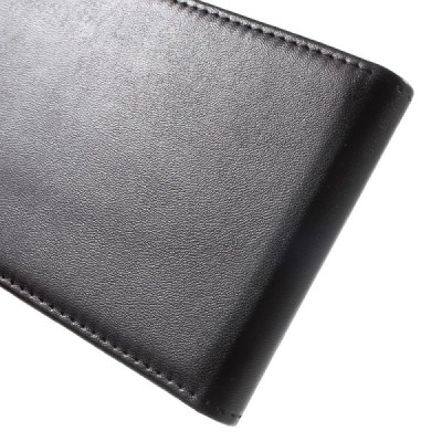 Sony Xperia XA Ultra (F3212, F3216) ādas vertikāli atvēramais melns futrālis / Vacins.lv