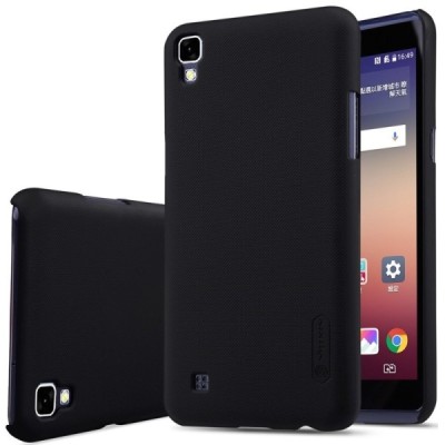 LG X Power (K220DS) Nillkin Frosted Shield melns plastmasas apvalks + ekrāna aizsargplēve / Vacins.lv