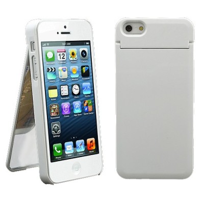 Balts „ONE%+“ plastmasas Apple iPhone 5, 5S apvalks ar iebūvētu spoguli / Vacins.lv