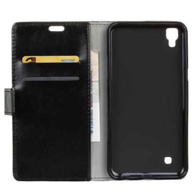 LG X Power (K220) atvēramais ādas melns maciņš (maks) / Vacins.lv