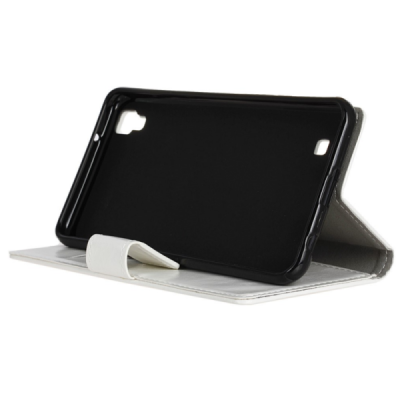 LG X Power (K220) atvēramais ādas balts maciņš (maks) / Vacins.lv