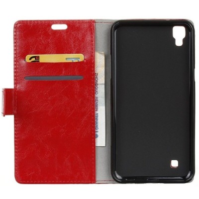 LG X Power (K220) atvēramais sarkans  maciņš (maks) / Vacins.lv