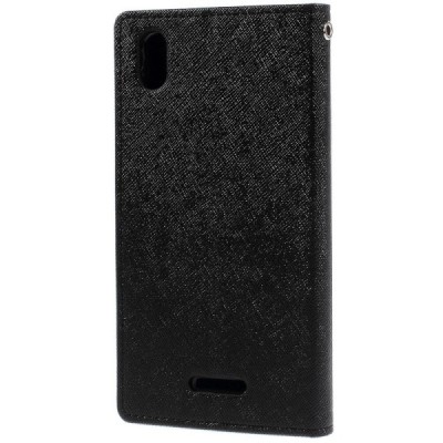 Sony Xperia T3 Mercury atvērams melns maciņš (maks) / Vacins.lv