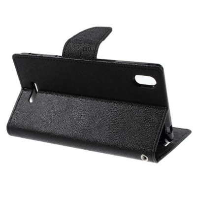 Sony Xperia T3 Mercury atvērams melns maciņš (maks) / Vacins.lv