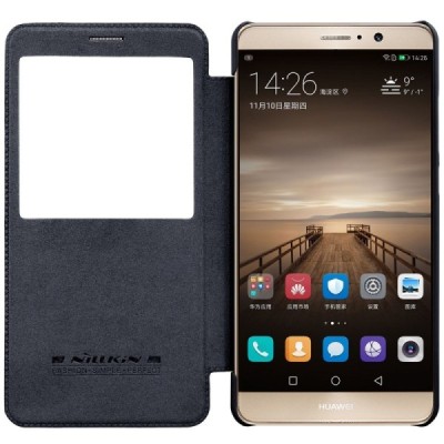 Greznais „Nillkin“ Qin sērijas ādas atvērams melns Huawei Mate 9 maciņš / Vacins.lv