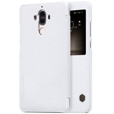 Greznais „Nillkin“ Qin sērijas ādas atvērams balts Huawei Mate 9 maciņš / Vacins.lv
