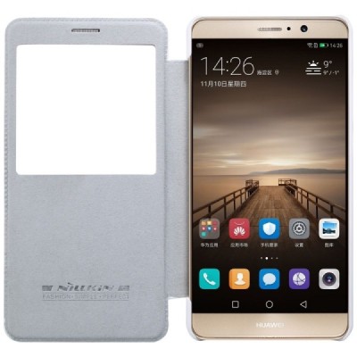 Greznais „Nillkin“ Qin sērijas ādas atvērams balts Huawei Mate 9 maciņš / Vacins.lv
