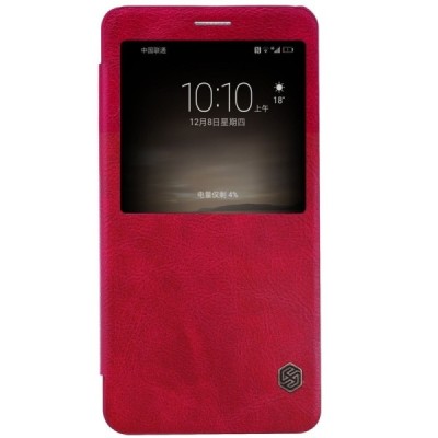 Greznais „Nillkin“ Qin sērijas ādas atvērams sarkans Huawei Mate 9 maciņš / Vacins.lv