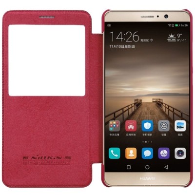 Greznais „Nillkin“ Qin sērijas ādas atvērams sarkans Huawei Mate 9 maciņš / Vacins.lv