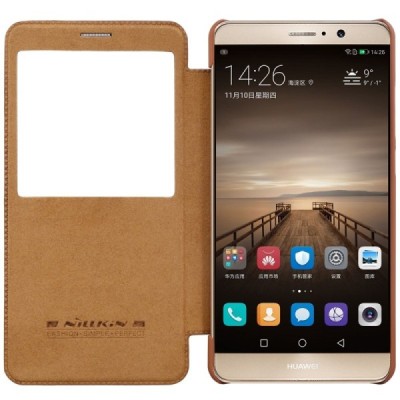 Greznais „Nillkin“ Qin sērijas ādas atvērams brūns Huawei Mate 9 maciņš / Vacins.lv