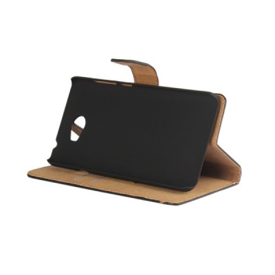 Huawei Y6 II Compact atverčiamas juodas odinis dėklas - piniginė / Priedai.lt