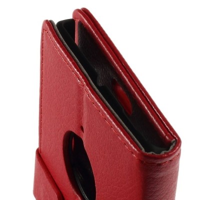 Nokia Lumia 830 atvēramais sarkans ādas maciņš (maks) / Vacins.lv