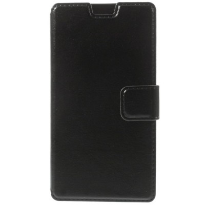 HTC One Mini 2 atverčiamas juodas odinis dėklas - piniginė / Priedai.lt