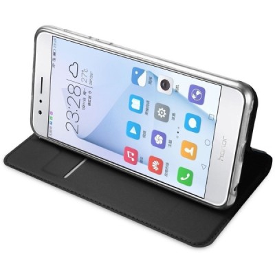 Huawei Honor 8  „Dux Ducis“ Skin sērijas melns ādas atvērams maciņš / Vacins.lv
