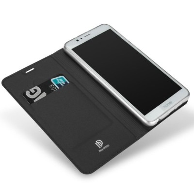 Huawei Honor 8  „Dux Ducis“ Skin sērijas melns ādas atvērams maciņš / Vacins.lv