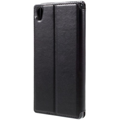 Sony Xperia Z5 Premium (Sony Xperia Z5 Premium Dual) Noble ādas atvēramais melns futrālis / Vacins.lv