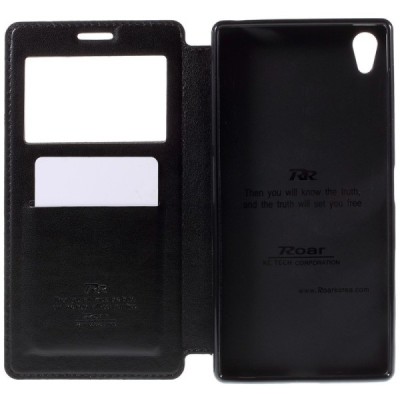 Sony Xperia Z5 Premium (Sony Xperia Z5 Premium Dual) Noble ādas atvēramais melns futrālis / Vacins.lv