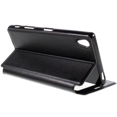 Sony Xperia Z5 Premium (Sony Xperia Z5 Premium Dual) Noble ādas atvēramais melns futrālis / Vacins.lv