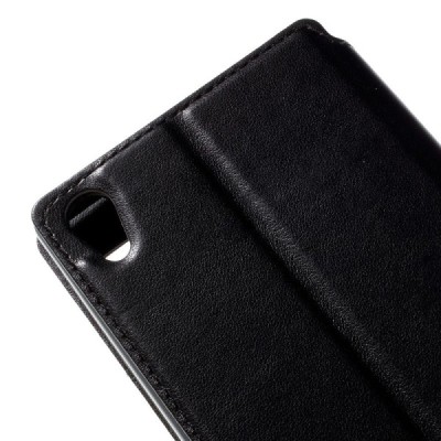 Sony Xperia Z5 Premium (Sony Xperia Z5 Premium Dual) Noble ādas atvēramais melns futrālis / Vacins.lv