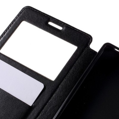 Sony Xperia Z5 Premium (Sony Xperia Z5 Premium Dual) Noble ādas atvēramais melns futrālis / Vacins.lv