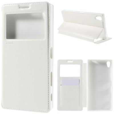 Roar Noble atverčiamas Sony Xperia Z5 Premium (Sony Xperia Z5 Premium Dual) baltas odinis dėklas / Priedai.lt