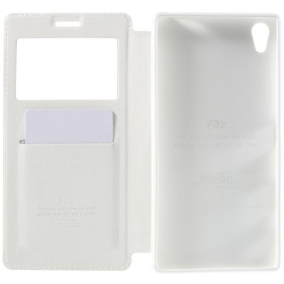 Roar Noble atverčiamas Sony Xperia Z5 Premium (Sony Xperia Z5 Premium Dual) baltas odinis dėklas / Priedai.lt