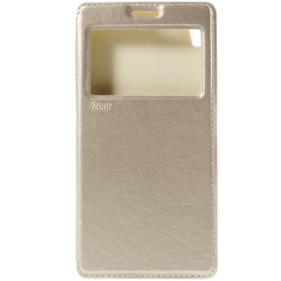 Sony Xperia Z5 Premium (Sony Xperia Z5 Premium Dual) Noble ādas atvēramais zelta futrālis / Vacins.lv