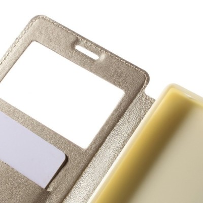 Sony Xperia Z5 Premium (Sony Xperia Z5 Premium Dual) Noble ādas atvēramais zelta futrālis / Vacins.lv