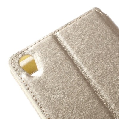 Sony Xperia Z5 Premium (Sony Xperia Z5 Premium Dual) Noble ādas atvēramais zelta futrālis / Vacins.lv