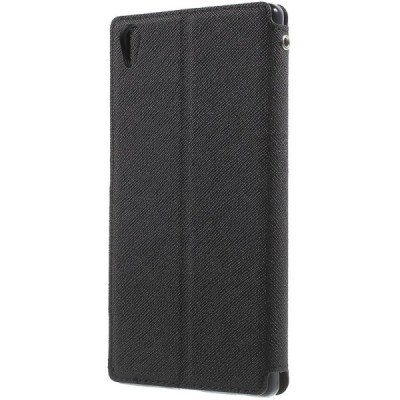 Sony Xperia Z5 Premium (Sony Xperia Z5 Premium Dual) „Roar“ Diary atvērams melns ādas maciņš - maks / Vacins.lv