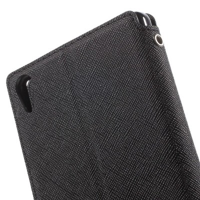 Sony Xperia Z5 Premium (Sony Xperia Z5 Premium Dual) „Roar“ Diary atvērams melns ādas maciņš - maks / Vacins.lv